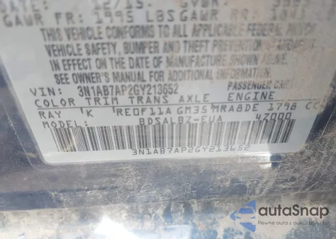 2016 Nissan Sentra S from USA, damaged, VIN 3N1AB7AP2GY213652